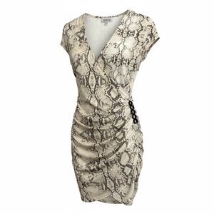 Jennifer Lopez Black and Cream Snake Print Mini Dress